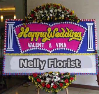 bunga papan happy wedding